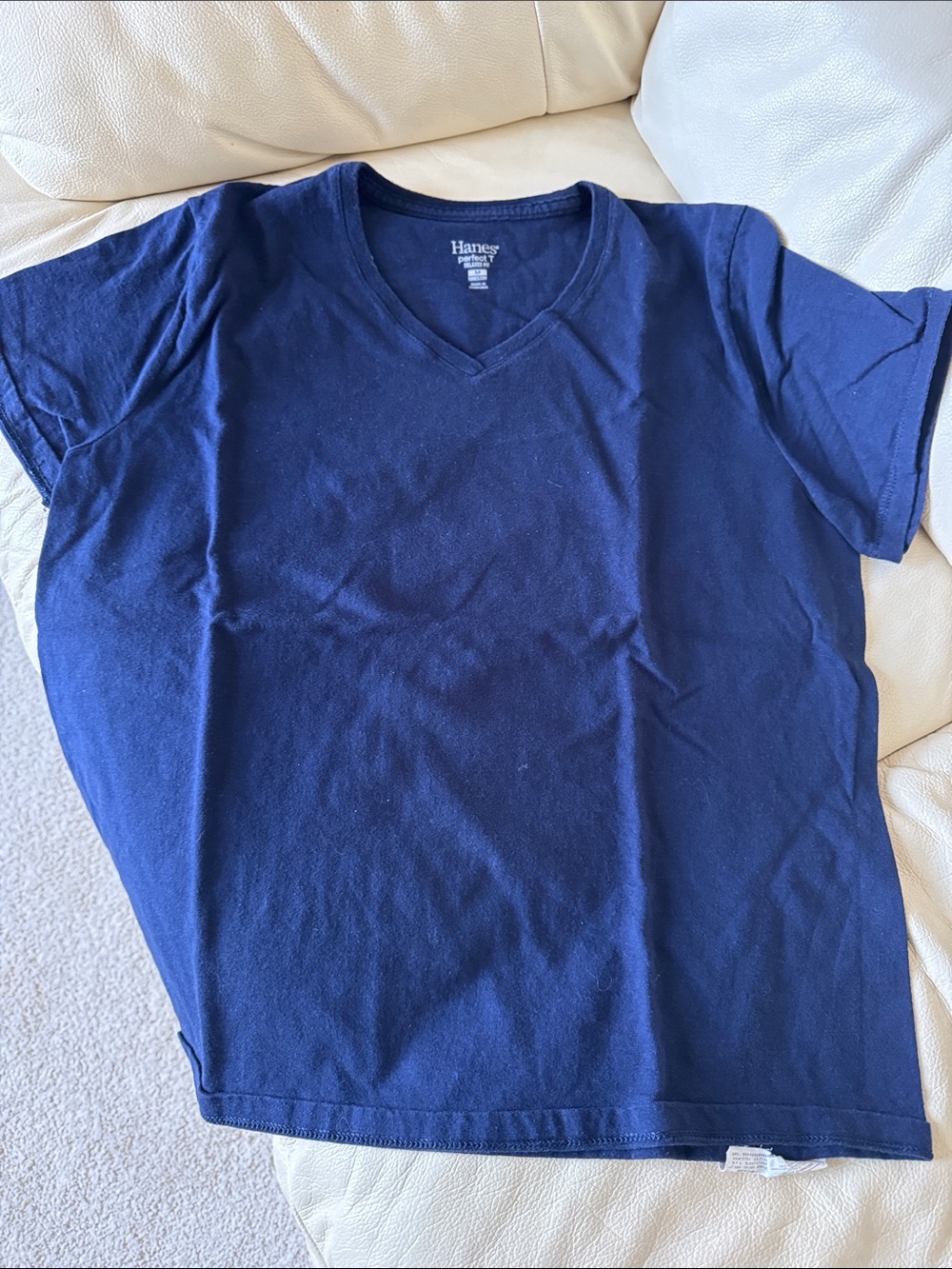 Hanes Navy V-Neck Short Sleeve Tee